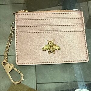 Pink Card Holder with Gold Bee Accent